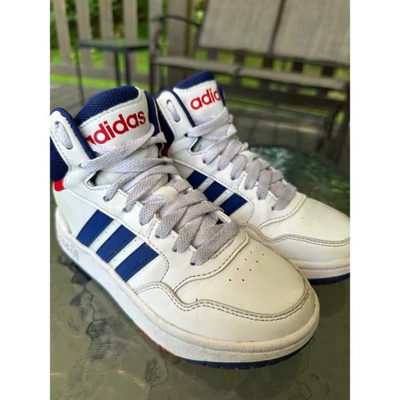 Adidas Hoops Mid 3.0 High Top Sneakers White Blue Red 13K - Picture 1 of 8
